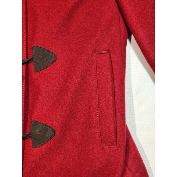 Gap Womens Medium Wool Blend Red Toggle Peacoat Festive Collared Pockets Lined - Picture 5 of 12